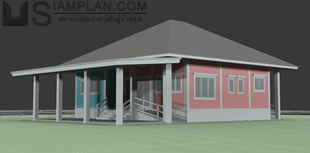 แบบบ้านชั้นเดียว 2 ห้องนอน 2 ห้องน้ำ