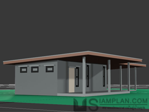 แบบบ้านชั้นเดียว 1 ห้องนอน 2 ห้องน้ำ