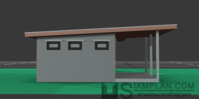 แบบบ้านชั้นเดียว 1 ห้องนอน 2 ห้องน้ำ