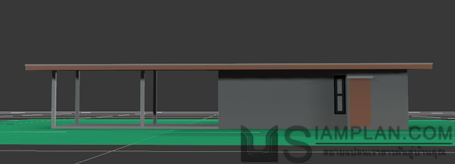 แบบบ้านชั้นเดียว 1 ห้องนอน 2 ห้องน้ำ