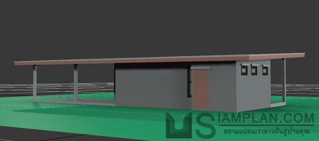 แบบบ้านชั้นเดียว 1 ห้องนอน 2 ห้องน้ำ