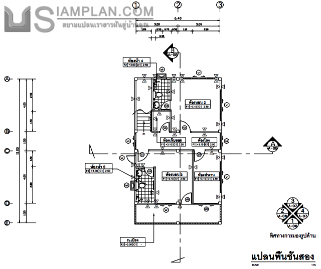 แบบบ้านสองชั้น 3 ห้องนอน 4 ห้องน้ำ