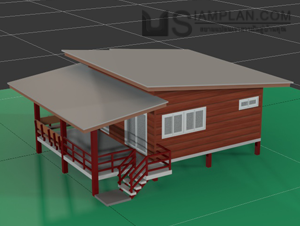 แบบบ้านชั้นเดียว 2 ห้องนอน 1 ห้องน้ำ