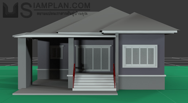 แบบบ้านชั้นเดียว 3 ห้องนอน 2 ห้องน้ำ