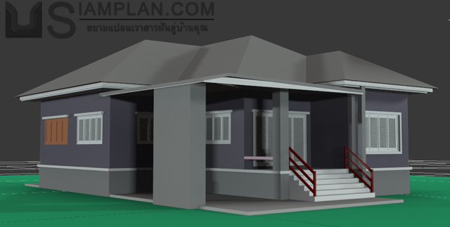 แบบบ้านชั้นเดียว 3 ห้องนอน 2 ห้องน้ำ