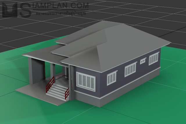แบบบ้านชั้นเดียว 3 ห้องนอน 2 ห้องน้ำ