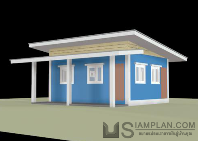 แบบบ้านชั้นเดียว 1 ห้องนอน 1 ห้องน้ำ