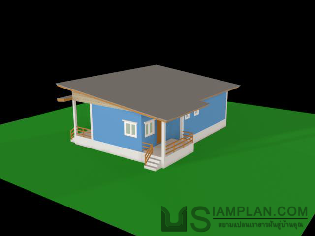แบบบ้านชั้นเดียว 2 ห้องนอน 2 ห้องน้ำ