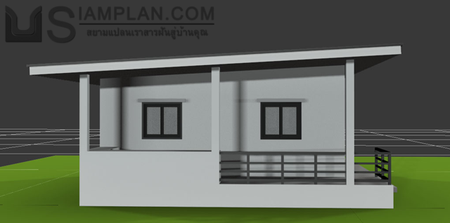 แบบบ้านชั้นเดียว 2 ห้องนอน 1 ห้องน้ำ