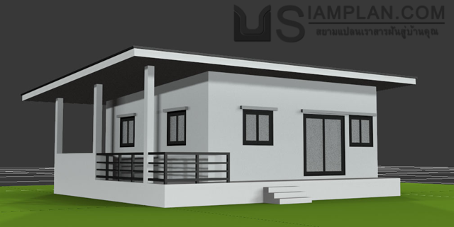 แบบบ้านชั้นเดียว 2 ห้องนอน 1 ห้องน้ำ