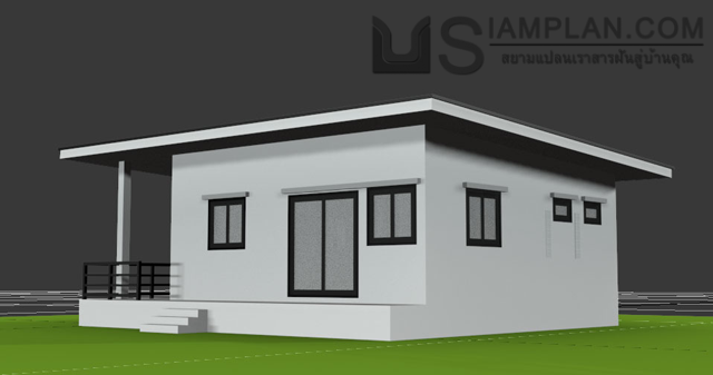 แบบบ้านชั้นเดียว 2 ห้องนอน 1 ห้องน้ำ