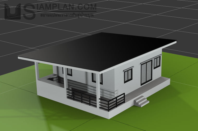 แบบบ้านชั้นเดียว 2 ห้องนอน 1 ห้องน้ำ