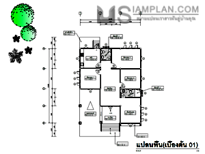 แปลนพื้น บ้านชั้นเดียว 3 ห้องนอน 2 ห้องน้ำ