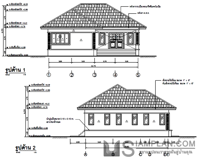 แปลนพื้น บ้านชั้นเดียว 3
 ห้องนอน 4 ห้องน้ำ