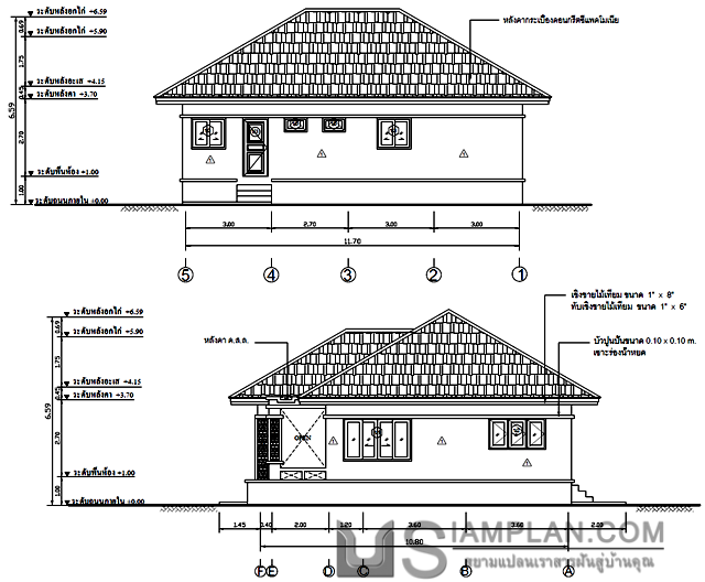 แปลนพื้น บ้านชั้นเดียว 3
 ห้องนอน 4 ห้องน้ำ