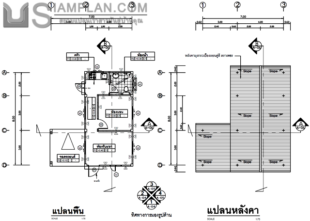 แปลนพื้น บ้านชั้นเดียว 1
 ห้องนอน 1 ห้องน้ำ