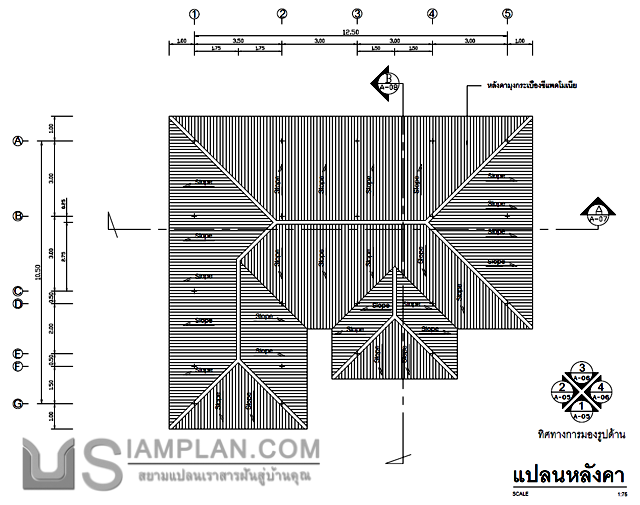 แปลนพื้น บ้านชั้นเดียว 3
 ห้องนอน 2 ห้องน้ำ