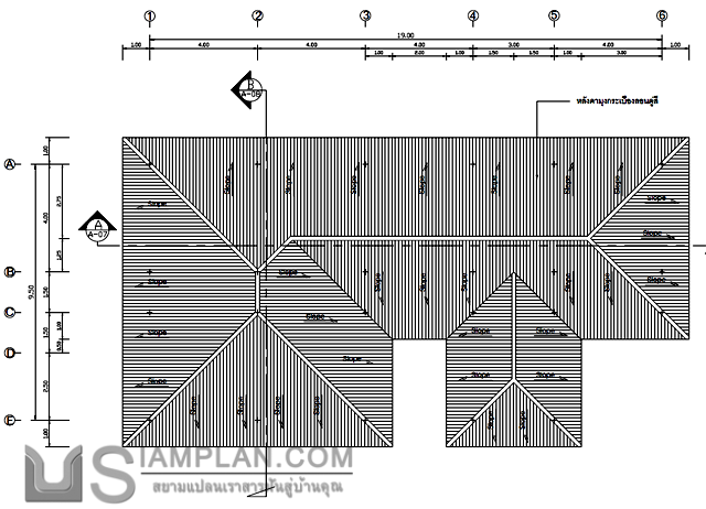 แปลนพื้น บ้านชั้นเดียว 4
 ห้องนอน 3 ห้องน้ำ