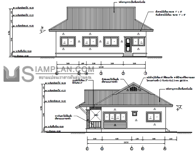 แปลนพื้น บ้านชั้นเดียว 3
 ห้องนอน 2 ห้องน้ำ