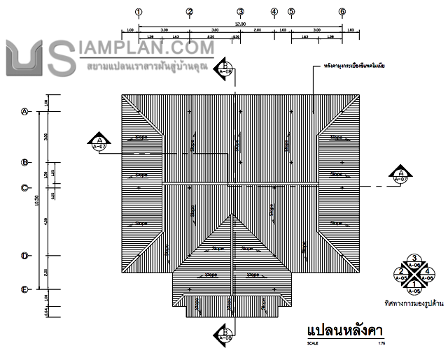 แปลนพื้น บ้านชั้นเดียว 3
 ห้องนอน 2 ห้องน้ำ