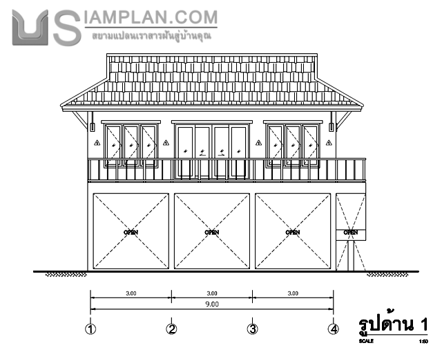 แปลนพื้น บ้านสองชั้น 2
 ห้องนอน 2 ห้องน้ำ