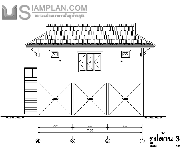 แปลนพื้น บ้านสองชั้น 2
 ห้องนอน 2 ห้องน้ำ
