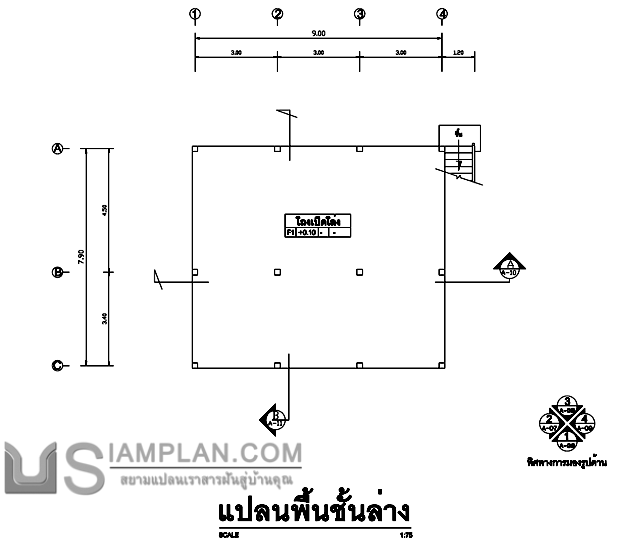 แปลนพื้น บ้านสองชั้น 2
 ห้องนอน 2 ห้องน้ำ