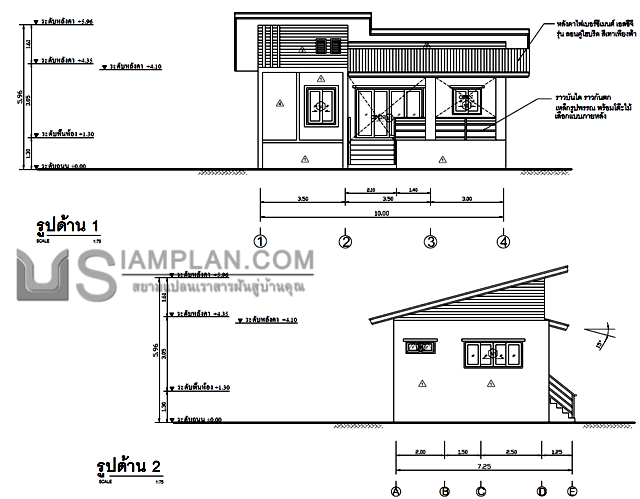 แปลนพื้น บ้านชั้นเดียว 1
 ห้องนอน 1 ห้องน้ำ