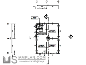 แปลนพื้น บ้านชั้นเดียว 2 ห้องนอน 1 ห้องน้ำ