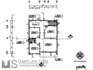 แปลนพื้น บ้านชั้นเดียว 3 ห้องนอน 2 ห้องน้ำ