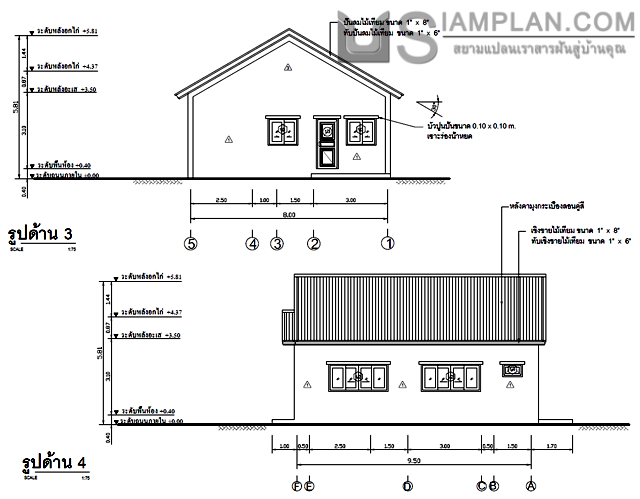 แปลนพื้น บ้านชั้นเดียว 3
 ห้องนอน 2 ห้องน้ำ