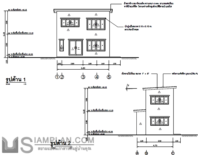 แปลนพื้น บ้านสองชั้น 1
 ห้องนอน 1 ห้องน้ำ
