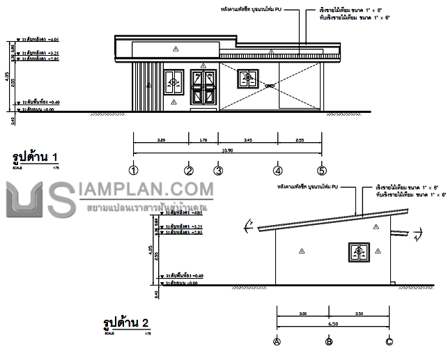 แปลนพื้น บ้านชั้นเดียว 1
 ห้องนอน 1 ห้องน้ำ