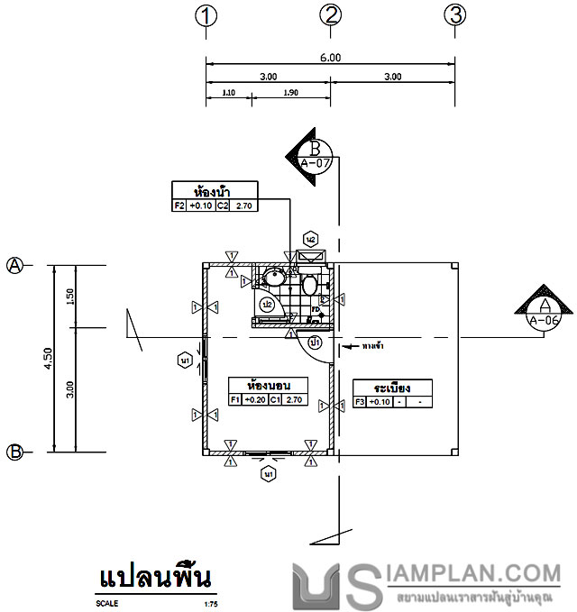 แบบบ้านฟรี 1 ห้องนอน 1 ห้องน้ำ